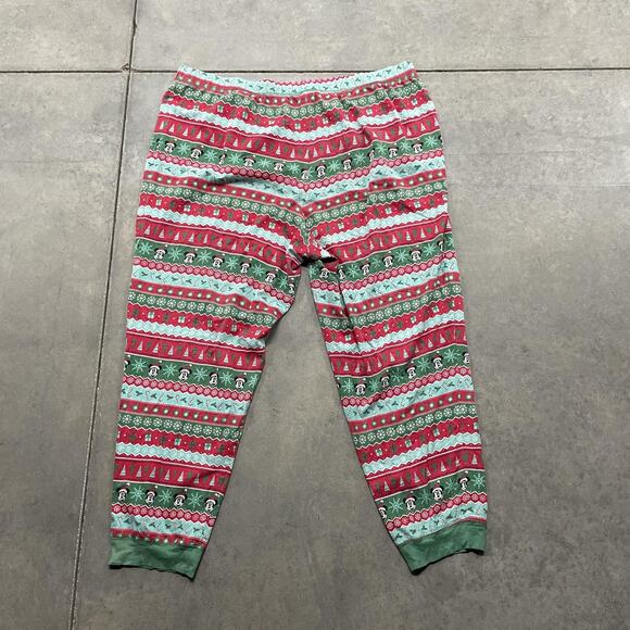 Disney Pants Mens 2XL Red Green Mickey Mouse Christmas Lounge Jogger Pajama - Picture 6 of 6